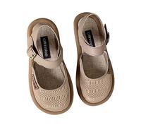 Sandali estivi chiusi da donna, con punta rotonda, traspiranti, con cinturino elastico, comodi per tutti i giorni, suola antiscivolo, cachi, 36 EU