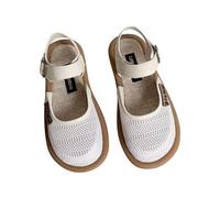 Sandali estivi chiusi da donna, con punta rotonda, traspiranti, con cinturino elastico, comodi per tutti i giorni, suola antiscivolo, bianco, 38 EU