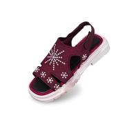 Sandali estivi comodi Leopardo Tacco Pelle Pantofole estive leggere antiscivolo con fascia incrociata per piscina Spiaggia Sandali con zeppa ortopedici e nudi piedi, viola, 42 EU