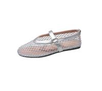 Sandali Estivi con Fondo Piatto e Rete da Pesca, Design Cavo, alla Moda, Taglio Basso, Comodi(Silver,37EU)