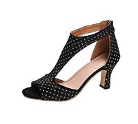 Sandali estivi da donna, a spillo con tacco alto, con bocca di pesce, eleganti, con chiusura lampo, eleganti scarpe estive, Nero3., 42 eu
