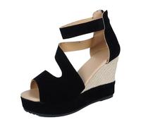 Sandali estivi da donna, alla moda, robusti, ideali per avventure in città e viaggi, con suola flessibile e look alla moda, per esplorazioni, sandali da donna, Nero , 36 EU Larga