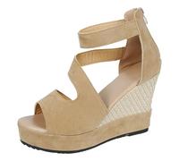 Sandali estivi da donna, alla moda, robusti, ideali per avventure in città e viaggi, con suola flessibile e look alla moda, per esplorazioni, sandali da donna, beige., 37 EU Larga