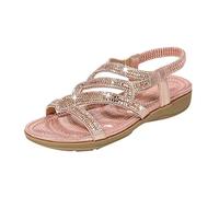 Sandali Estivi Da Donna Bassi Eleganti Sandali Con Strass Antiscivolo Bohemia Comodi Sandalo con Zeppa Gioiello Aperta Leggere Stile Romano Sandalo Da Mare Traspirante Morbida Cerimonia Spiaggia 2025