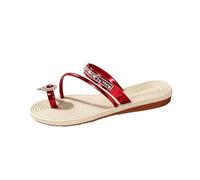 Sandali estivi da donna, casual, piatti, con strass, scarpe romane, eleganti e glitterate, infradito, leggere e comode, scarpe estive per il tempo libero, Colore: rosso, 38 EU