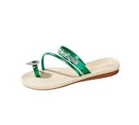 Sandali estivi da donna, casual, piatti, con strass, scarpe romane, eleganti e glitterate, infradito, leggere e comode, scarpe estive per il tempo libero, verde, 36 EU