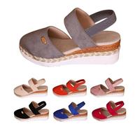 Sandali estivi da donna chiusi sul davanti, eleganti, con plateau e plantare morbido, comodi sandali estivi con cinturino elastico intrecciato antiscivolo, sandali da trekking, grigio., 41 EU