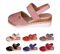 Sandali estivi da donna chiusi sul davanti, eleganti, con plateau e plantare morbido, comodi sandali estivi con cinturino elastico intrecciato antiscivolo, sandali da trekking, Colore: rosa., 41 EU