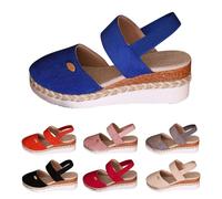 Sandali estivi da donna chiusi sul davanti, eleganti, con plateau e plantare morbido, comodi sandali estivi con cinturino elastico intrecciato antiscivolo, sandali da trekking, Blu, 38 EU
