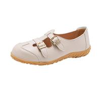 Sandali estivi da donna, chiusi sul davanti, Mary Jane, scarpe ortopediche, per il tempo libero, comodi e leggeri, per interni ed esterni, beige., 38 EU