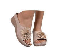 Sandali estivi da donna, comodi, chiusi, alla moda, tinta unita, con motivo floreale e ritagli, comode scarpe per il tempo libero
