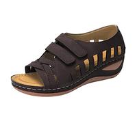 Sandali estivi da donna, comodi, con suola morbida, leggeri, traspiranti, con plantare morbido, comode scarpe da spiaggia, Marrone, 37 EU