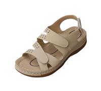 Sandali estivi da donna, comodi, ortopedici, bassi con fascite plantare, supporto per arco plantare, casual, punta aperta, scarpe da passeggio, regolabili con cinturino alla caviglia, bianco, 39 EU