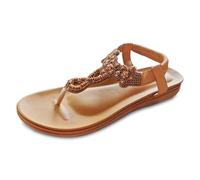 Sandali Estivi da Donna Comodi sandali da donna per tutti i giorni, per le vacanze e la spiaggia, con design infradito, punta aperta, facili infilare, suola piatta lo stile estivo. ( Brown, 40)