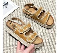 Sandali estivi da donna con doppia fibbia, comodi e alla moda Questi sandali sono allo stesso tempo eleganti e funzionali. La tomaia intrecciata è traspirante e confortevole, aggiungendo un tocco casu