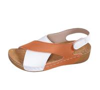 Sandali estivi da donna, con suola spessa con gonna, casual, punta aperta, versatili, da spiaggia, casual, espadrillas per donne, Caff, 8 UK 3X-Narrow