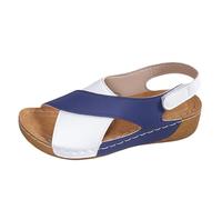 Sandali estivi da donna, con suola spessa con gonna, casual, punta aperta, versatili, da spiaggia, casual, espadrillas per donne, Blu, 8 UK 3X-Narrow
