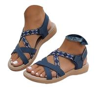 Sandali estivi da donna con supporto dell'arco plantare, cinturino alla caviglia regolabile, in rete, casual, suola in gomma, glitter, leggeri e comodi sandali estivi con cinturino alla caviglia, Blu