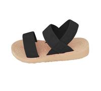 Sandali estivi da donna, con tacco a zeppa, comodi, in stile romano, con suola in corda di canapa, alla moda, eleganti infradito per ragazze, attività all'aperto, per il tempo libero, estive, 01 nero