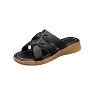 Sandali estivi da donna con zeppa aperta punta incrociata scarpe da donna casual alla moda piattaforma supporto arco pantofole pantofole leggere antiscivolo recupero camminare infradito, Nero , 36 EU