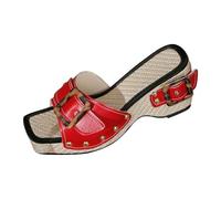 Sandali estivi da donna con zeppa, con plateau, con zeppa, aperti, eleganti, leggere, traspiranti, per interni ed esterni, rosso vivo, 38 EU