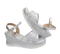 Sandali estivi da donna con zeppa in rete e strass | Sandali da donna con zeppa in rete con dettaglio in strass per feste estive casual che offrono un sollevamento stabile ---