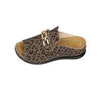 Sandali estivi da donna con zeppa, stile casual, senza lacci, Marrone, 38.5 EU