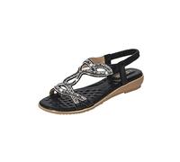 Sandali Estivi Da Donna Eleganti Comodi Bassi Sandali Con Strass Piatti Bohemia Antiscivolo Sandalo Gioiello Leggere Stile Romano Aperta Sandalo Da Mare Cerimonia Morbida Spiaggia Traspirante