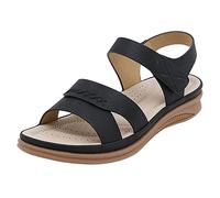 Sandali estivi da donna, eleganti, con zeppa, per il tempo libero, senza lacci, punta aperta, eleganti, neri, con cinturini, per spiaggia, città, giardino e piscina, taglia 37-42, Nero , 42 EU