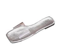 Sandali estivi da donna, eleganti, in plastica trasparente, piatti, leggeri, antiscivolo, estivi, comodi, argento, 40 EU