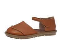 Sandali estivi da donna, eleganti, piatti, comodi, chiusi, super morbidi, in pelle, leggeri, per il tempo libero, con suola morbida, traspiranti, per tutti i giorni, cachi, 35 cm EU