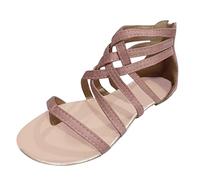 Sandali estivi da donna, eleganti suola morbida, con punta aperta, leggeri, ortopedici, traspiranti, piatti, sportivi, feste, per il tempo libero, Colore: rosa., 40 EU