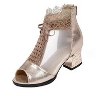 Sandali estivi da donna, eleganti suola morbida, con punta aperta, leggeri, per il tempo libero, da spiaggia, ortopedici, per l'alluce valgo, gold, 37 EU