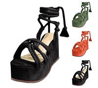 Sandali estivi da donna, in pelle, punta chiusa, con fibbia, cinturino con fibbia, tinta unita, antiscivolo, con tacco basso, per lo shopping, le vacanze, la spiaggia, le passeggiate, il parco e il