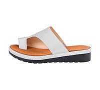 Sandali Estivi da Donna Sandali da Spiaggia Casual con Punta ad Anello e Alluce valgo, Argento, US4.5/EU35