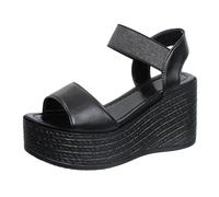 Sandali estivi da donna, sandali da trekking, alla moda, in ecopelle, traspiranti, per il tempo libero, con plateau, antiscivolo, suola morbida, per esterni, ortopedici, Nero , 36 EU