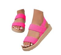 Sandali estivi da donna, scarpe aperte, eleganti, comodi, larghi, sandali estivi, sandali elastici a piedi nudi, corda di canapa, zeppa, sandali da donna per il tempo libero, c, 36 EU