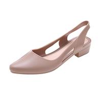Sandali estivi da donna, tinta unita, classici, punta chiusa, eleganti sandali con tacco basso, scarpe da donna in finta pelle, per il tempo libero, Colore: rosa., 38 EU