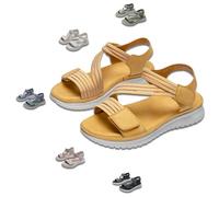 Sandali estivi da pescatore da donna, sandali ortopedici da passeggio da donna, sandali con zeppa con supporto plantare e cinturino alla caviglia regolabile (Yellow,39)
