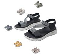 Sandali estivi da pescatore da donna, sandali ortopedici da passeggio da donna, sandali con zeppa con supporto plantare e cinturino alla caviglia regolabile (Black,46)