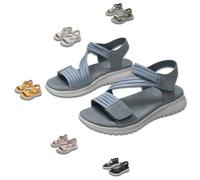 Sandali estivi da pescatore da donna, sandali ortopedici da passeggio da donna, sandali con zeppa con supporto plantare e cinturino alla caviglia regolabile (Blue,42)