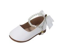 Sandali estivi da ragazza, stile Mary Jane per bambini, con cinghie in rilievo e fiocco, suola comoda, scarpe eleganti e leggere per la scuola, bianco, 30 EU