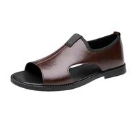 Sandali estivi da uomo in pelle, antiscivolo, da spiaggia, con punta aperta, da trekking, casual, leggere, per la vita quotidiana, marrone, 39 EU