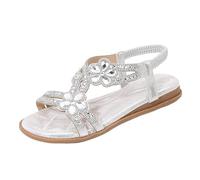 Sandali Estivi Donna Eleganti Zeppa - Ciabatte di Gomma Donna Aperte Pantofole Traspiranti Antiscivolo Sandali Bassi Casual Leggero Ciabatte Spiaggia con Strass Primavera Confort Casa Camminare