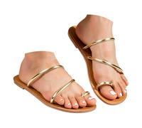 Sandali Estivi Donna Flat Thin Soled Lightweight Slip Women's Shoes With Toe Separation Suitable For Outdoor Wear Featuring A Hollowed Out Design. (Gold, 38)