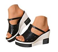 Sandali Estivi Donna Women's Summer Openwork Wedge Sandals Thick Soled Platform Sandals Fashionable T Strap High Heeled For Wearing Outside. (36)