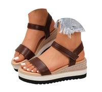 Sandali Estivi Donna Women's Summer Wedge Open Toe Sandals Soft Sole Height Increasing Casual Sandals (Coffee, 38)