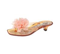 Sandali estivi eleganti con tacco alto, decorati con design originale per le dita dei piedi, ideali per le belle giornate Questi Sandali Piatti ed Eleganti con Tacco Alto e Suola, oro, 39 EU