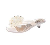 Sandali estivi eleganti con tacco alto, decorati con design originale per le dita dei piedi, ideali per le belle giornate Questi Sandali Piatti ed Eleganti con Tacco Alto e Suola, bianco, 36 EU