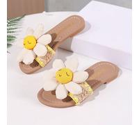 Sandali estivi nuovi e carini da ragazza con girasole, flat, aperti sulla punta, alla moda EUR34,EUR35,EUR36,EUR26,EUR27,EUR28,EUR29,EUR30,EUR31,EUR32,EUR33Grafico